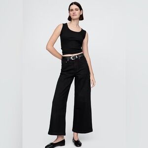 GAP High Rise Stride Wide-Leg Ankle Jeans - black wash